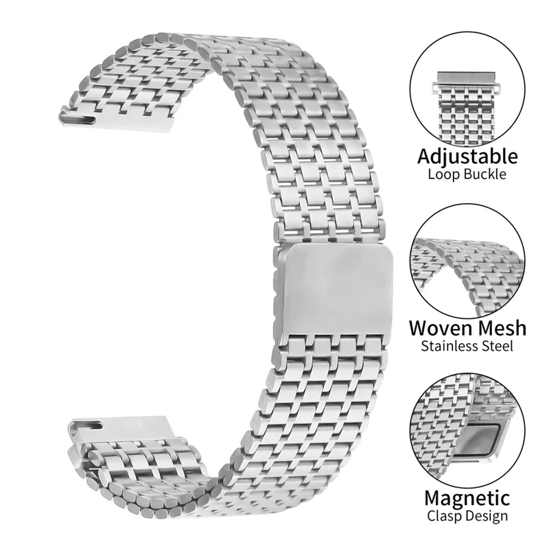 For Huawei Watch 4 Pro / Watch 4 Bands Replacement Stainless Steel Magnetic Clasp Silver Watch Strap