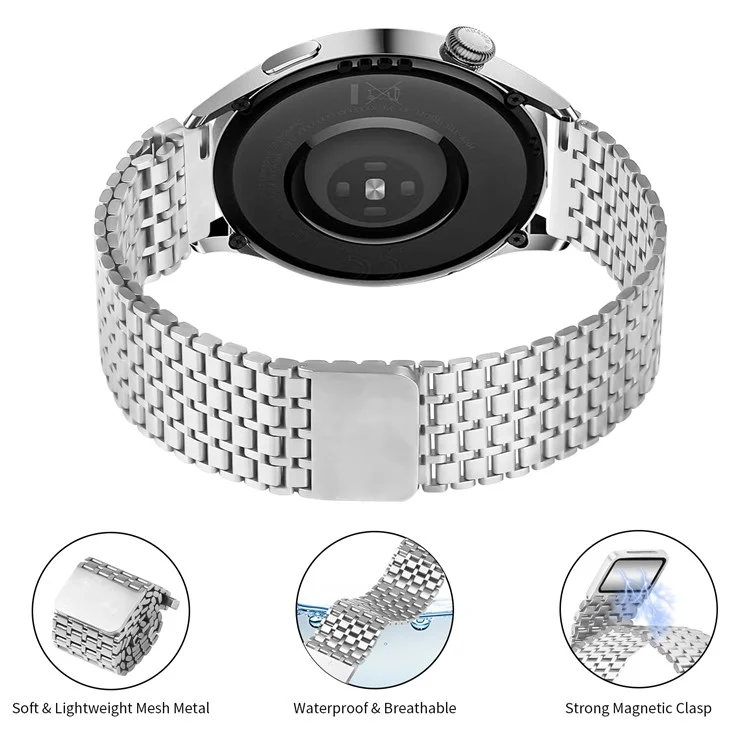 Para Huawei Watch GT Runner Pulseiras Aço Inoxidável Fecho Magnético Prata Correia de Relógio