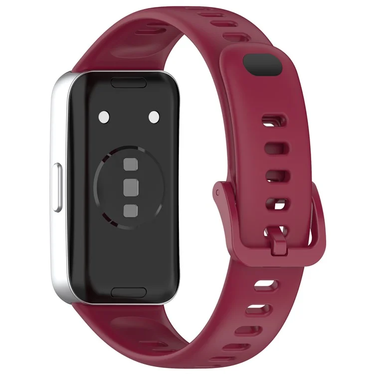 For Huawei Band 10  /  10 NFC  /  9  /  9 NFC  /  8  /  8 NFC Replacement Silicone Strap Smart Watch Band -  Wine Red