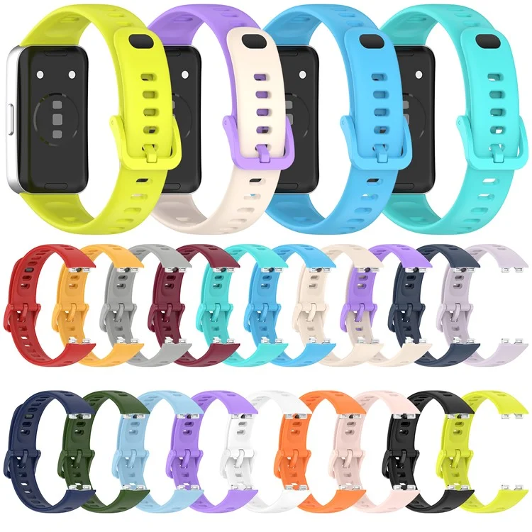 For Huawei Band 10  /  10 NFC  /  9  /  9 NFC  /  8  /  8 NFC Replacement Silicone Strap Smart Watch Band -  Wine Red