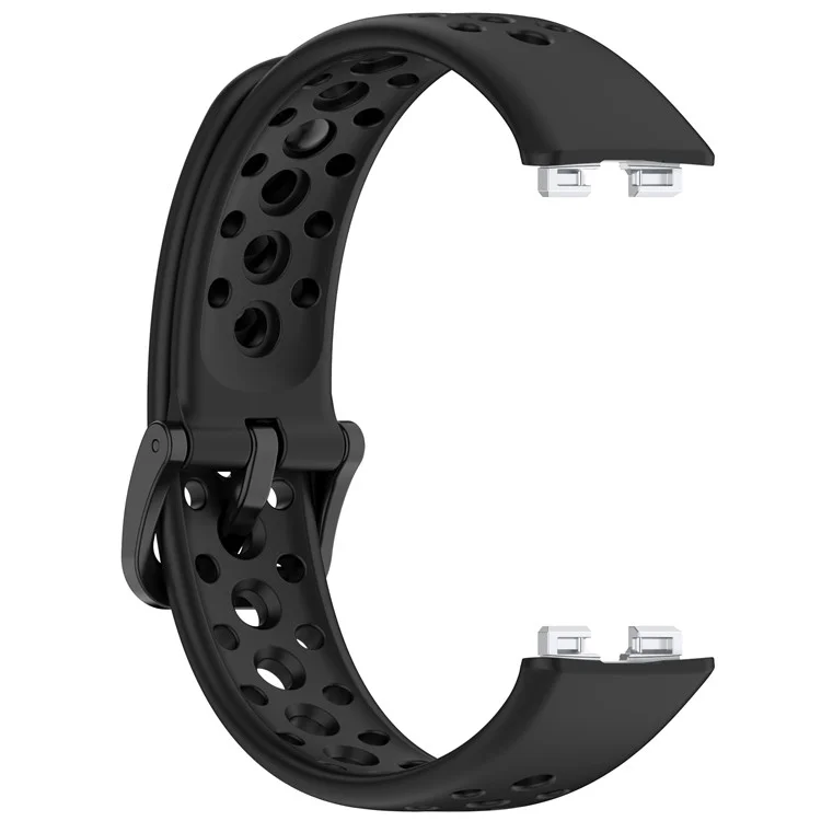 For Huawei Band 10 / 10 NFC / 9 / 9 NFC / 8 / 8 NFC Silicone Strap Multi Hole Design Smart Watch Band - Black