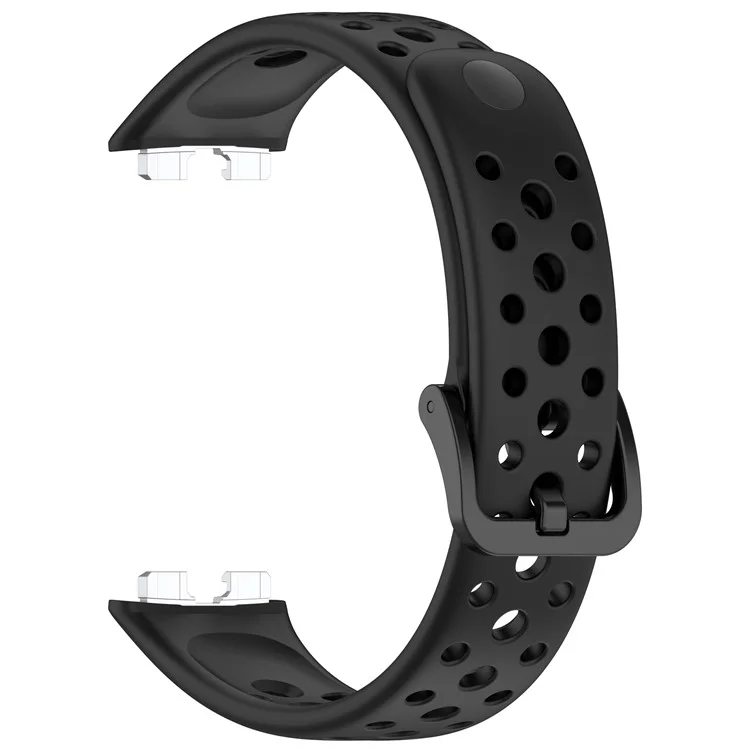 For Huawei Band 10 / 10 NFC / 9 / 9 NFC / 8 / 8 NFC Silicone Strap Multi Hole Design Smart Watch Band - Black