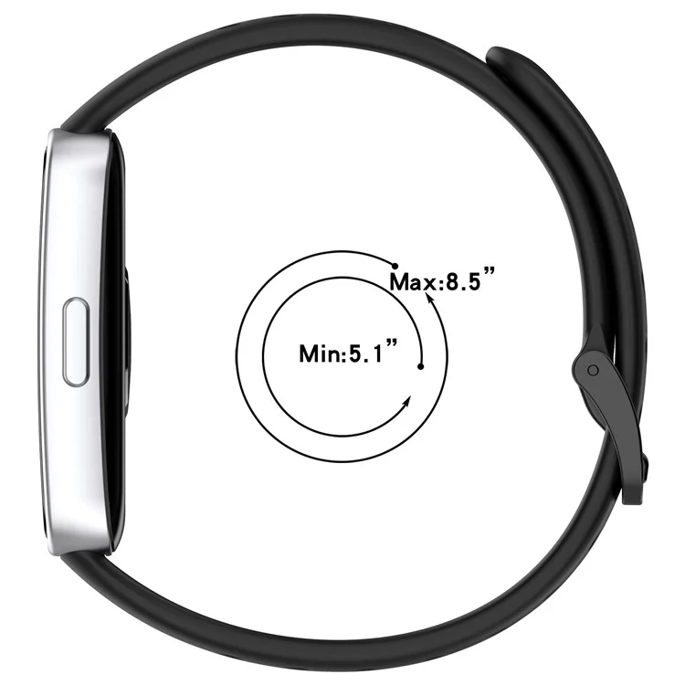 For Huawei Band 10 / 10 NFC / 9 / 9 NFC / 8 / 8 NFC Silicone Strap Multi Hole Design Smart Watch Band - Black