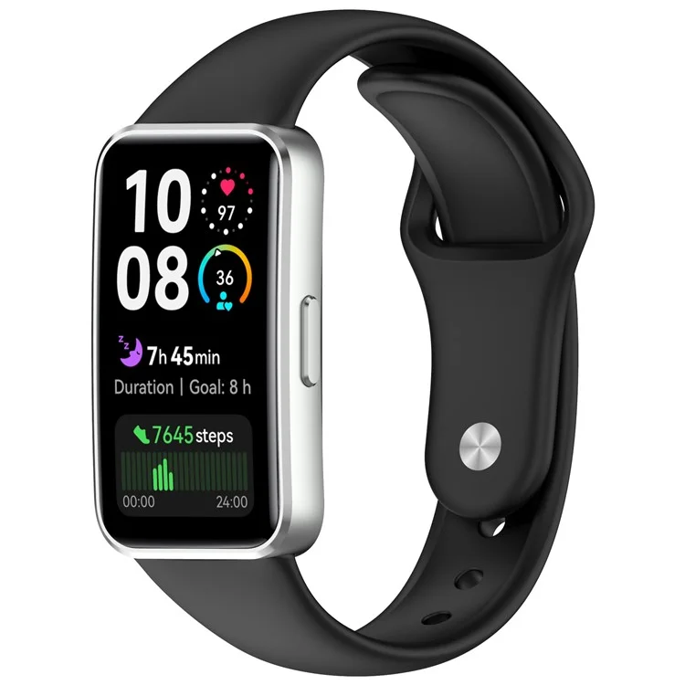 For Huawei Band 10 / 10 NFC / 9 / 9 NFC / 8 / 8 NFC Silicone Wristband Replacement Strap Sports Fitness Tracker Band - Black
