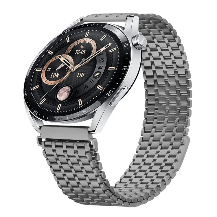 For Huawei Watch 3 Pro  /  Watch 3 Bands Adjustable Stainless Steel Magnetic Clasp Watchband Wrist Strap - Titanium