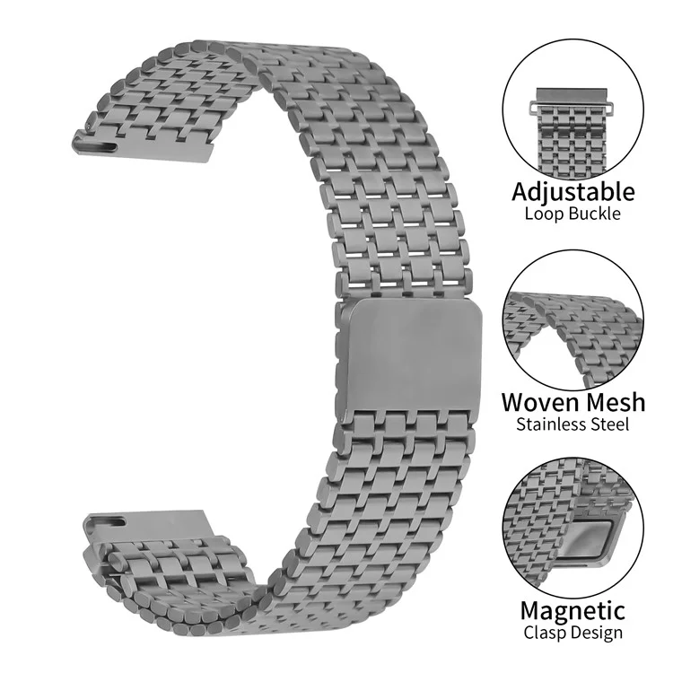 For Huawei Watch 3 Pro  /  Watch 3 Bands Adjustable Stainless Steel Magnetic Clasp Watchband Wrist Strap - Titanium