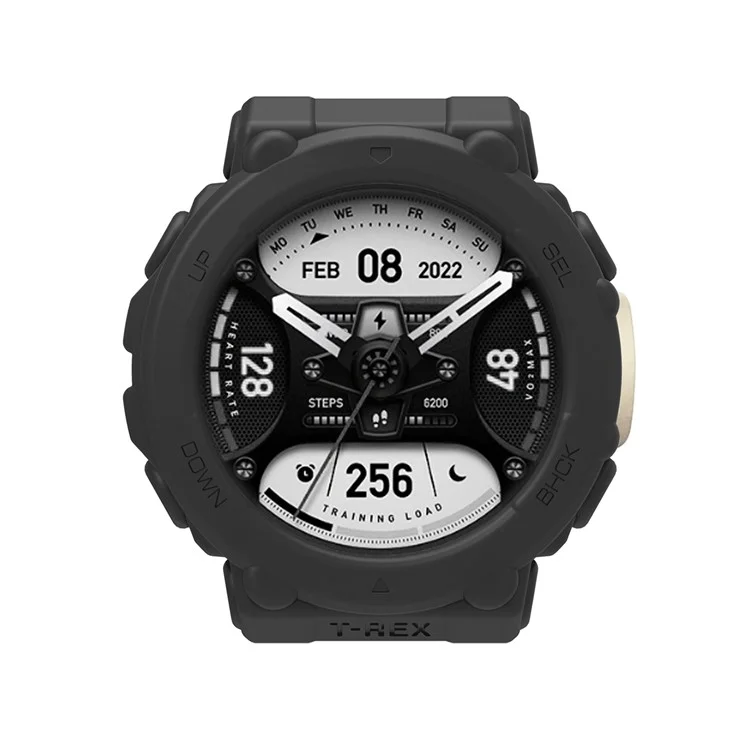 For Huami Amazfit T-Rex 2 Silicone Replacement Strap Watch Band with Protective Case - Black