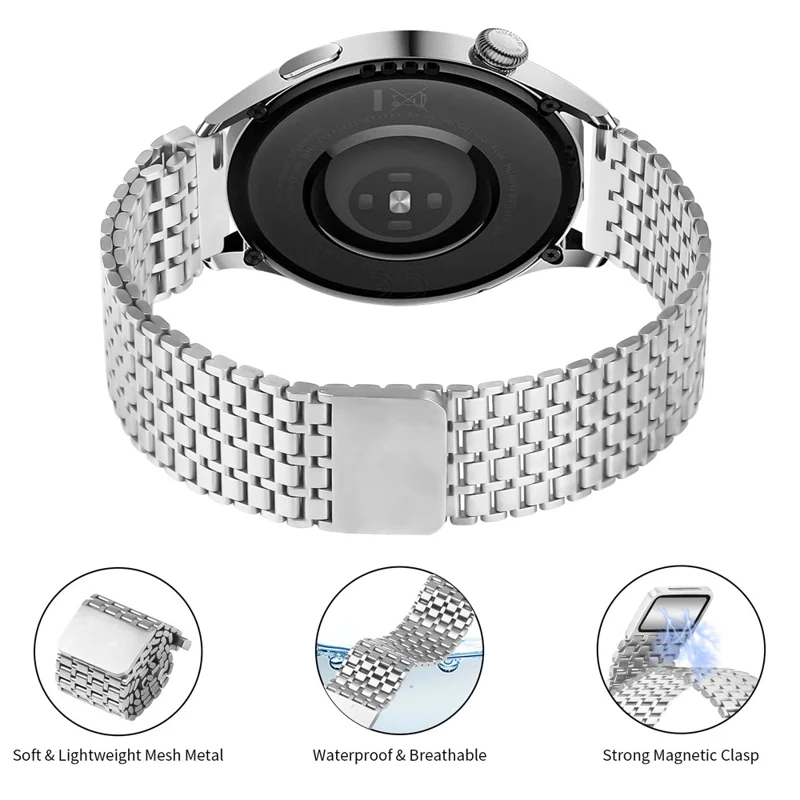For Huami Amazfit Stratos 3 Bands Replacement Stainless Steel Magnetic Clasp Silver Watch Strap