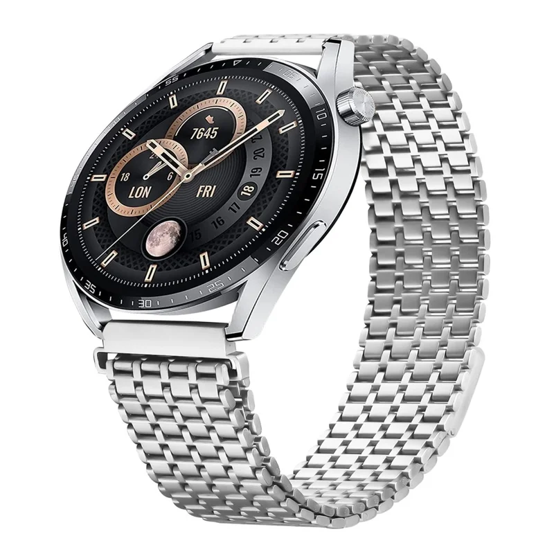 For Huami Amazfit Stratos 3 Bands Replacement Stainless Steel Magnetic Clasp Silver Watch Strap