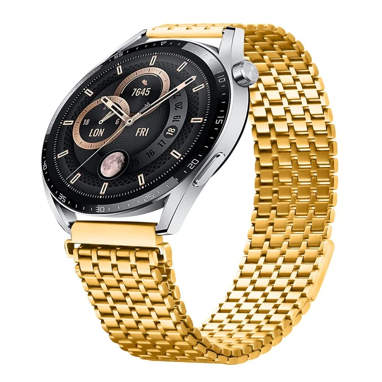 For Haylou RS4 (LS12) Bands Adjustable Stainless Steel Magnetic Clasp Watchband Wrist Strap - Gold