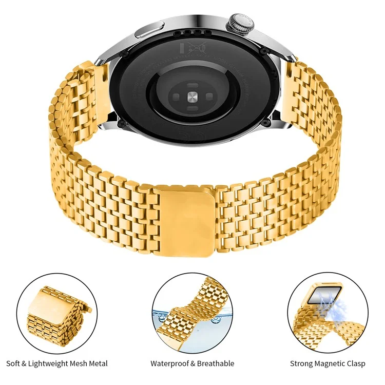 For Haylou RS4 (LS12) Bands Adjustable Stainless Steel Magnetic Clasp Watchband Wrist Strap - Gold