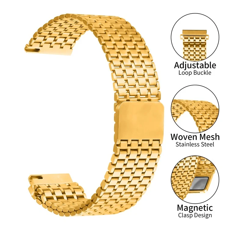 For Haylou RS4 (LS12) Bands Adjustable Stainless Steel Magnetic Clasp Watchband Wrist Strap - Gold