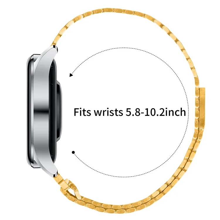 For Haylou RS4 (LS12) Bands Adjustable Stainless Steel Magnetic Clasp Watchband Wrist Strap - Gold