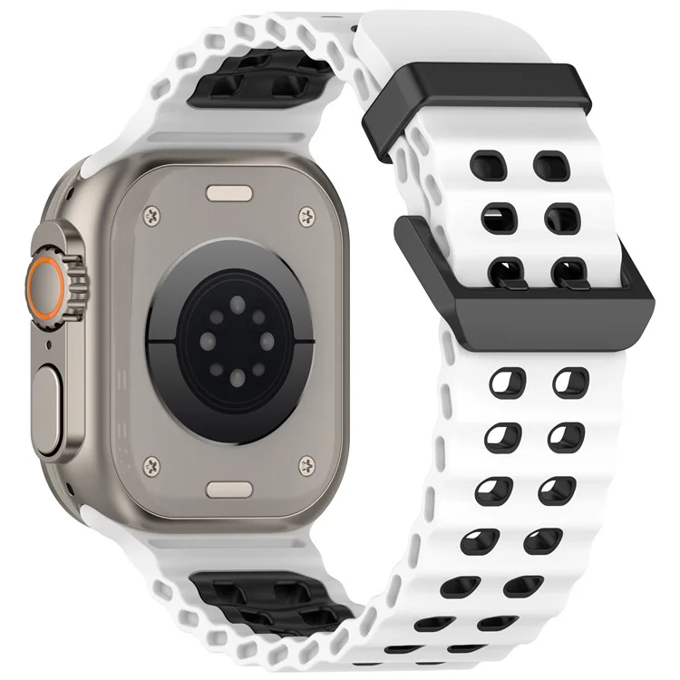 Armband für Apple Watch Series 10 Ultra 9 8 7 SE 6 5 4 3 2 1 46mm 49mm 45mm 44mm 42mm Zweifarbiges Silikon Armband - Weiß + Schwarz