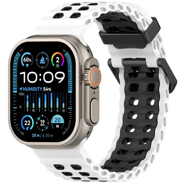 Armband für Apple Watch Series 10 Ultra 9 8 7 SE 6 5 4 3 2 1 46mm 49mm 45mm 44mm 42mm Zweifarbiges Silikon Armband - Weiß + Schwarz