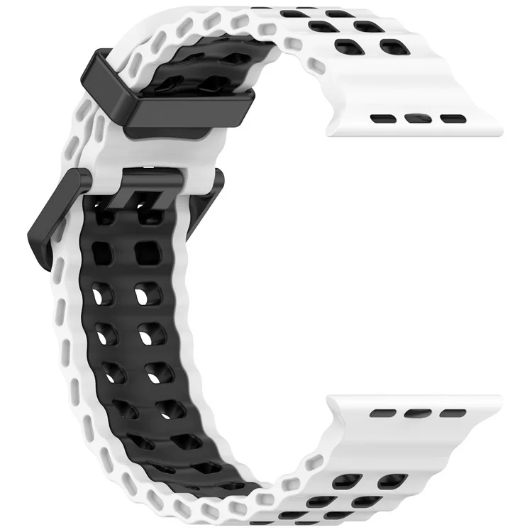 Armband für Apple Watch Series 10 Ultra 9 8 7 SE 6 5 4 3 2 1 46mm 49mm 45mm 44mm 42mm Zweifarbiges Silikon Armband - Weiß + Schwarz