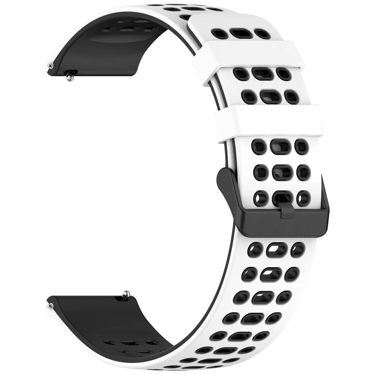 For Huawei Watch GT 5 46mm / Keep Watch Pilot 1 Watch Band Three Hole Design 22mm Dual Color Silicone Strap - White + Black