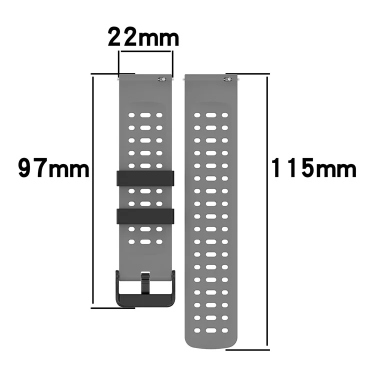 For Huawei Watch GT 5 46mm / Keep Watch Pilot 1 Watch Band Three Hole Design 22mm Dual Color Silicone Strap - White + Black