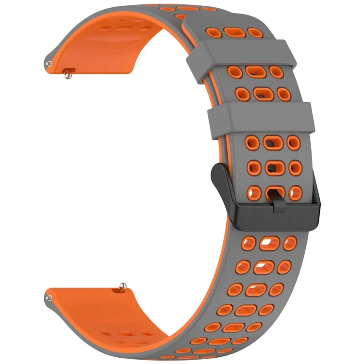 Pour Huawei Watch GT 5 46mm / Bracelet de montre Keep Watch Pilot 1 Design à trois trous 22mm Bracelet en silicone bicolore - Gris + Orange
