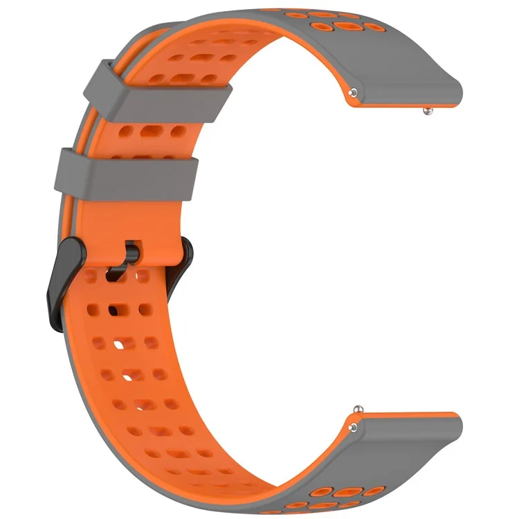 Pour Huawei Watch GT 5 46mm / Bracelet de montre Keep Watch Pilot 1 Design à trois trous 22mm Bracelet en silicone bicolore - Gris + Orange