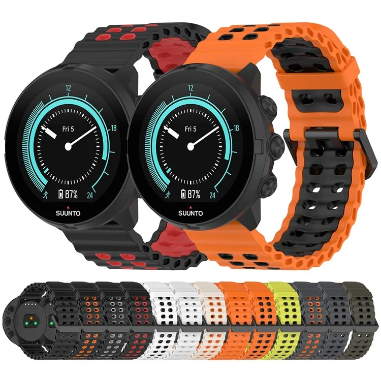 Armband für Suunto Spartan Sport / 9 / 7 Zweifarbiges Silikonarmband - Weiß + Schwarz