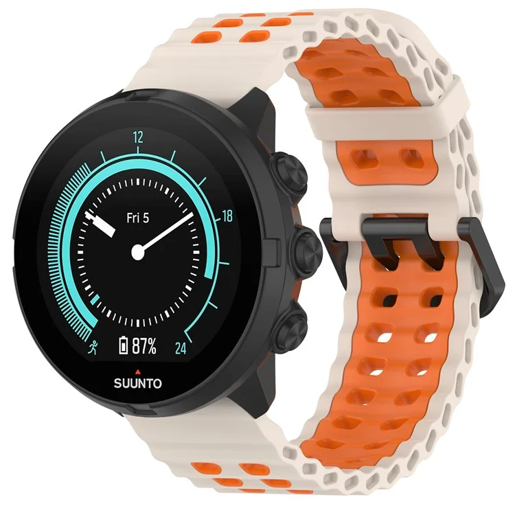 Watch Band for Suunto Spartan Sport / 9 / 7 Dual Color Silicone Strap - Starlight + Orange