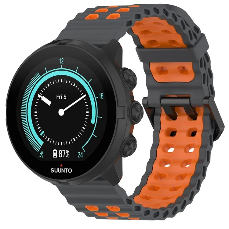 Correa para Suunto Spartan Sport / 9 / 7 Correa de silicona de dos colores - Gris espacial + Naranja