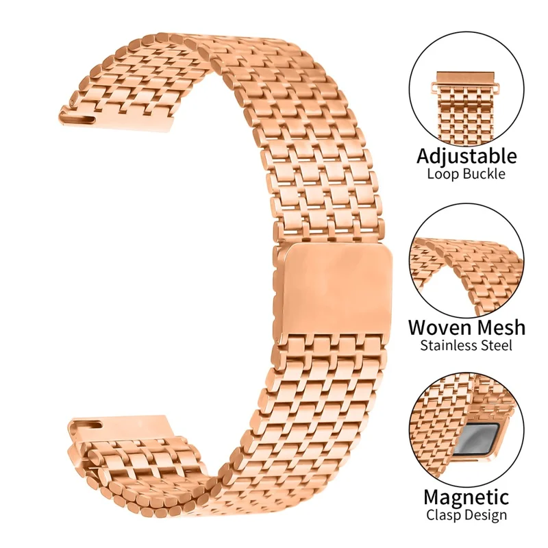 For Garmin Venu 2 Bands Adjustable Stainless Steel Magnetic Clasp Watchband Wrist Strap - Rose Gold