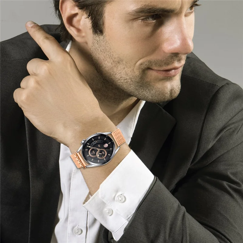 For Garmin Venu 2 Bands Adjustable Stainless Steel Magnetic Clasp Watchband Wrist Strap - Rose Gold