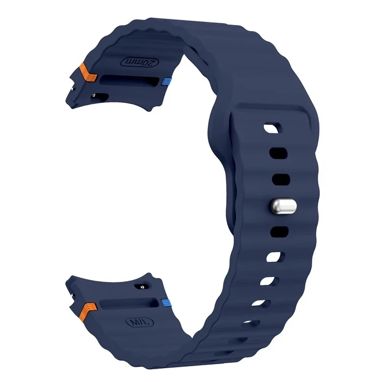 Bracelet de montre en silicone Wave pour Samsung Galaxy Watch7 40mm 44mm / Watch6 40mm 44mm - Bleu Minuit
