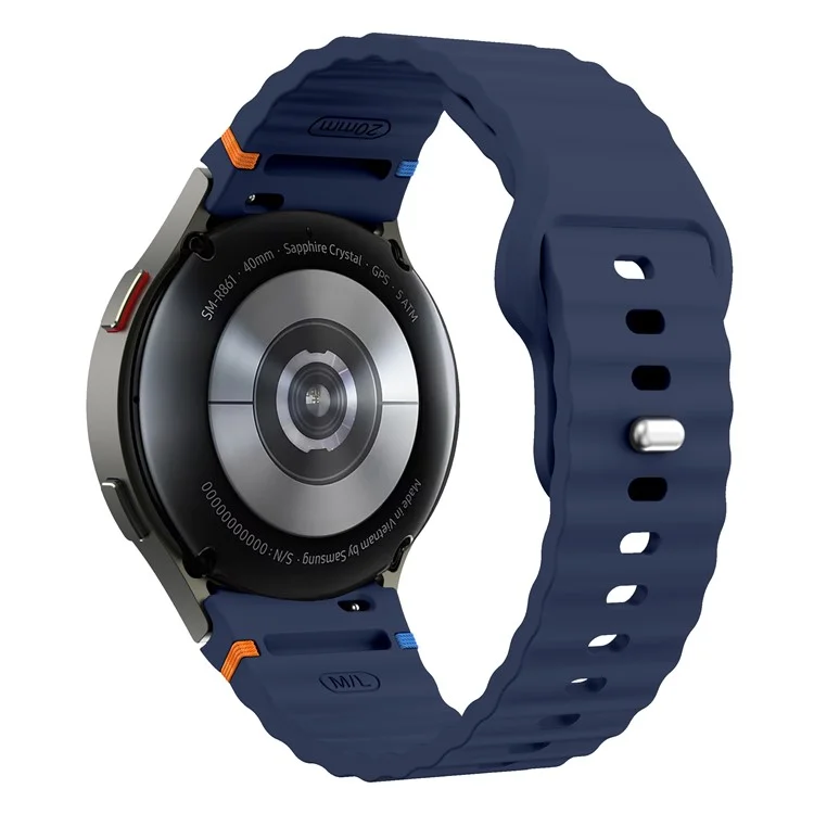 Bracelet de montre en silicone Wave pour Samsung Galaxy Watch7 40mm 44mm / Watch6 40mm 44mm - Bleu Minuit