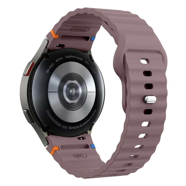 Bracelet de montre pour Samsung Galaxy Watch7 40 mm 44 mm / Watch6 40 mm 44 mm Bracelet en silicone à vagues - Violet fumé