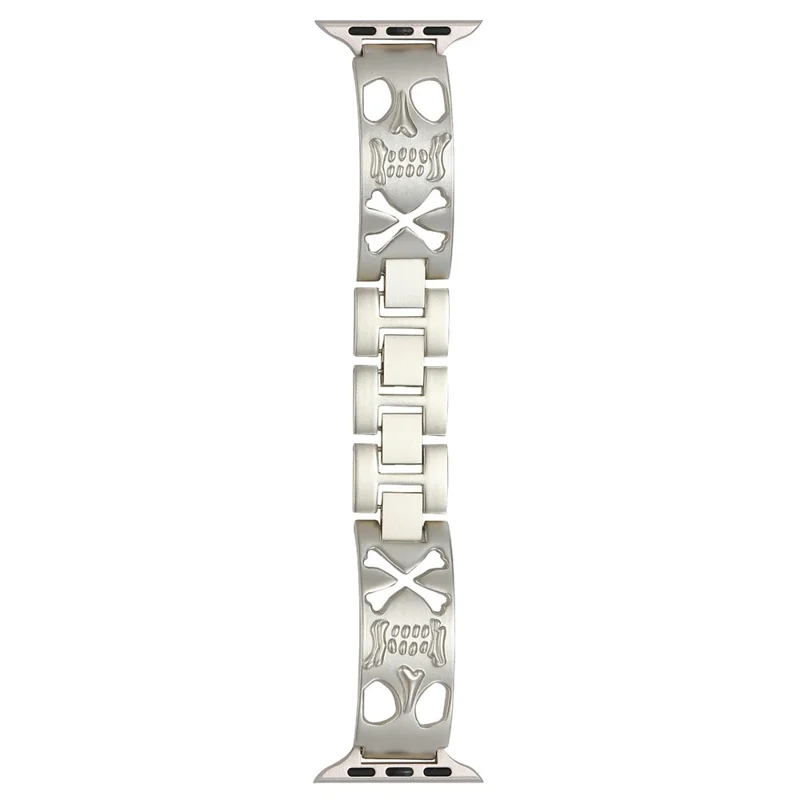 Watch Band For Apple Watch Series 10 9 8 7 SE 6 5 4 3 2 1 42mm 41mm 40mm 38mm Skull Design Breathable Metal Alloy Strap - Starlight