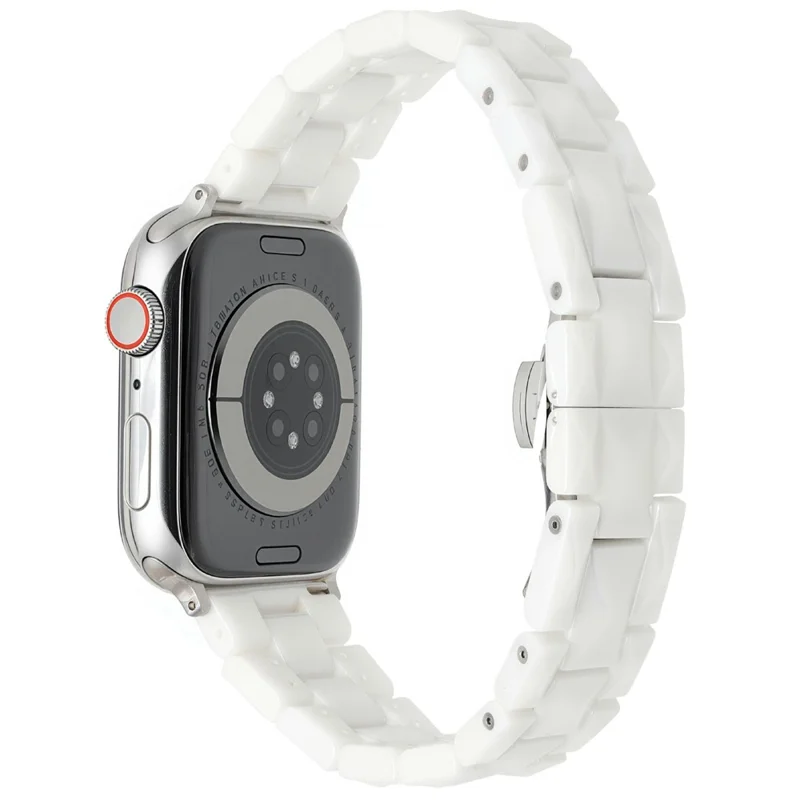 Watch Band For Apple Watch Series 10 Ultra 9 8 7 SE 6 5 4 3 2 1 46mm 49mm 45mm 44mm 42mm Ceramic Rhombus Grid Pattern Strap - White