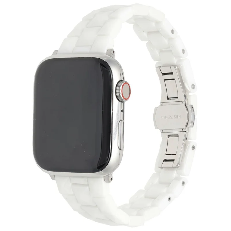 Watch Band For Apple Watch Series 10 Ultra 9 8 7 SE 6 5 4 3 2 1 46mm 49mm 45mm 44mm 42mm Ceramic Rhombus Grid Pattern Strap - White