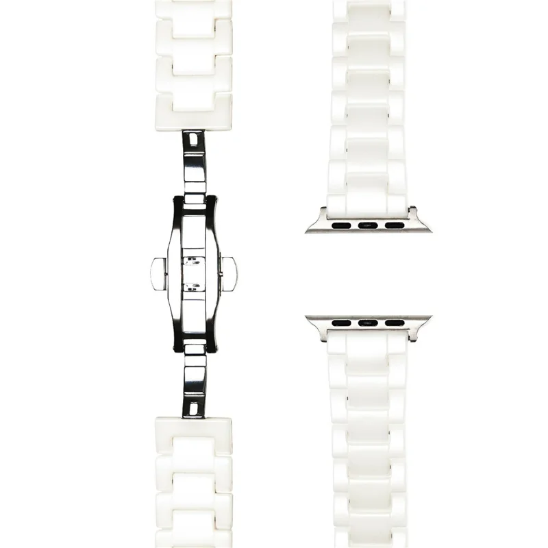 Watch Band For Apple Watch Series 10 9 8 7 SE 6 5 4 3 2 1 42mm 41mm 40mm 38mm Ceramic Bead Strap - White