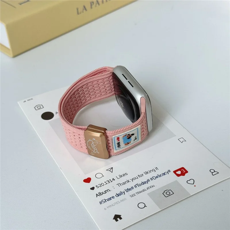 Watch Band For Apple Watch Series 10 Ultra 9 8 7 SE 6 5 4 3 2 1 46mm 49mm 45mm 44mm 42mm Hot Dog Knitted Fabric Magnetic Strap - Pink