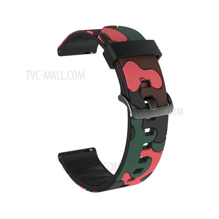 20MM Stylischer Camouflage-Muster Flexibler Silikon-Uhrenarmband für Samsung Galaxy Watch4 Classic 46mm 42mm/Watch4 44mm 40mm/Polar Ignite - Rot
