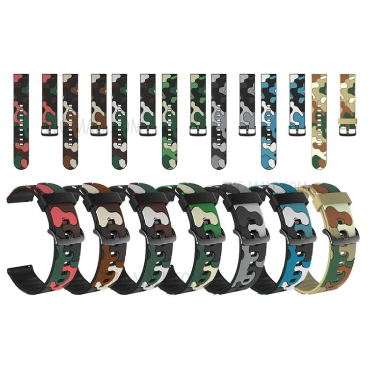 20MM Stylischer Camouflage-Muster Flexibler Silikon-Uhrenarmband für Samsung Galaxy Watch4 Classic 46mm 42mm/Watch4 44mm 40mm/Polar Ignite - Rot