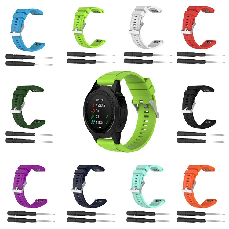 Pour Garmin Fenix 6X Bracelet de Remplacement à Libération Rapide en Silicone (MOQ : 10 Pcs) - Vert