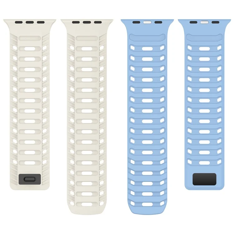 Silicone Strap for Apple Watch Series 10 9 8 7 SE 6 5 4 3 2 1 42mm 41mm 40mm 38mm Stylish Magnetic Watch Band - White+Blue
