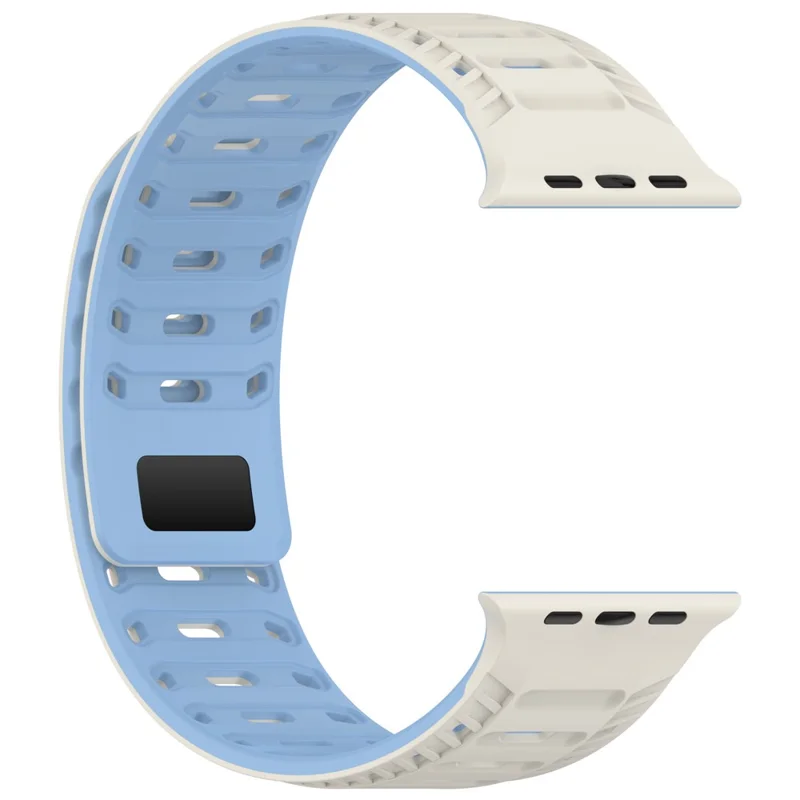 Silicone Strap for Apple Watch Series 10 Ultra 9 8 7 SE 6 5 4 3 2 1 46mm 49mm 45mm 44mm 42mm Stylish Magnetic Watch Band - White+Blue