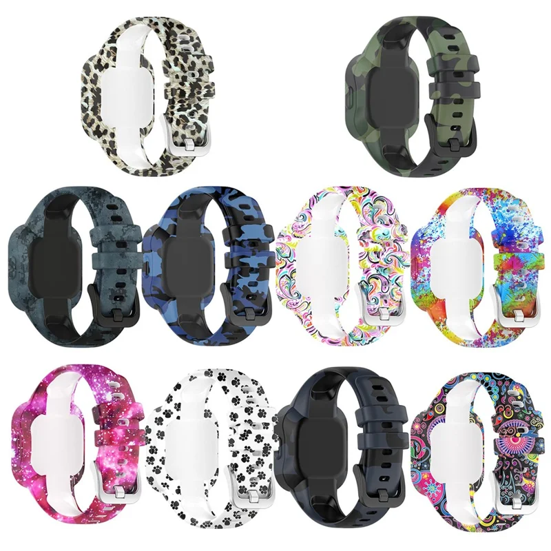 For GarminFit RJ3 / Garmin Vivofit JR3 Pattern Printing Silicone Smart Watch Band Wrist Strap Replacement - Camouflage Green