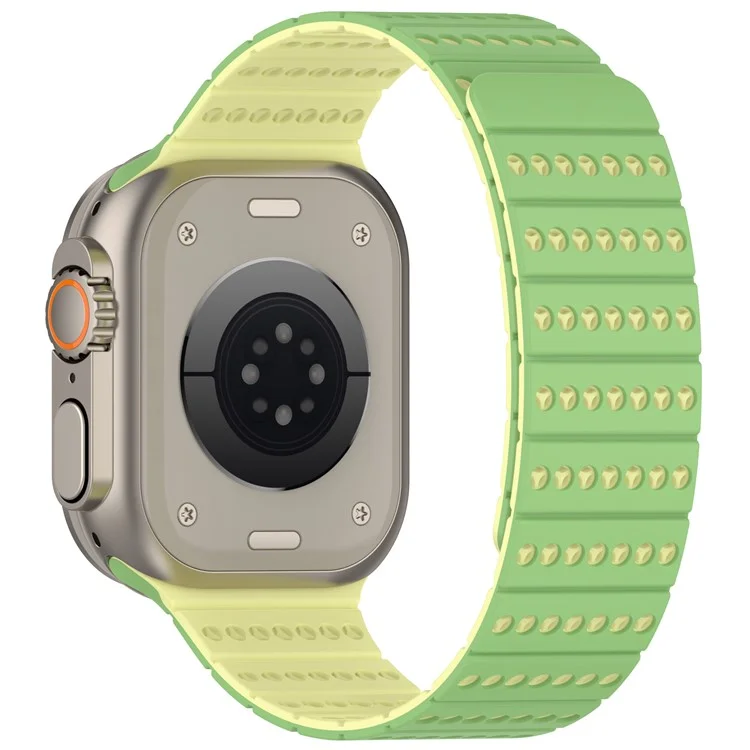 Correa de Silicona para Apple Watch Series 10 9 8 7 SE 6 5 4 3 2 1 42mm 41mm 40mm 38mm Banda de Reloj Magnética Ajustable - Verde Menta + Amarillo Claro