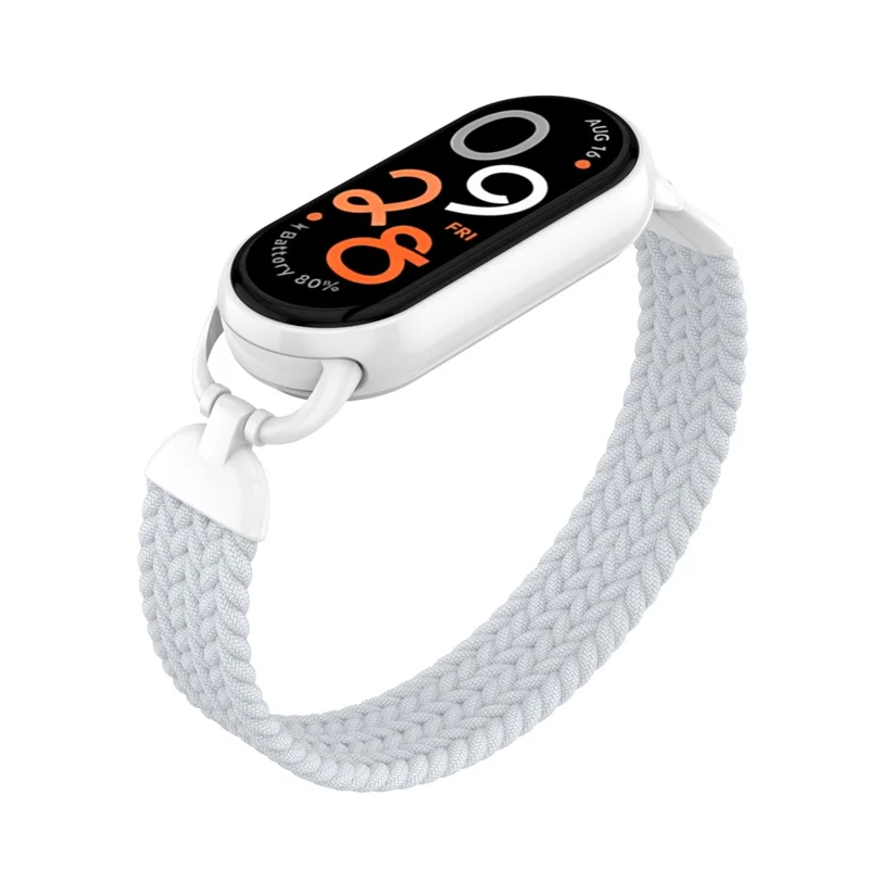 Wrist Strap for Xiaomi Smart Band 10 / 9 / 8 Nylon Woven Watch Band with Metal Connector, Size S - White