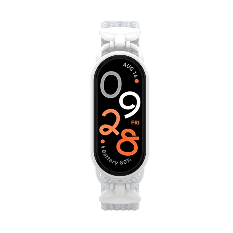 Wrist Strap for Xiaomi Smart Band 10 / 9 / 8 Nylon Woven Watch Band with Metal Connector, Size S - White