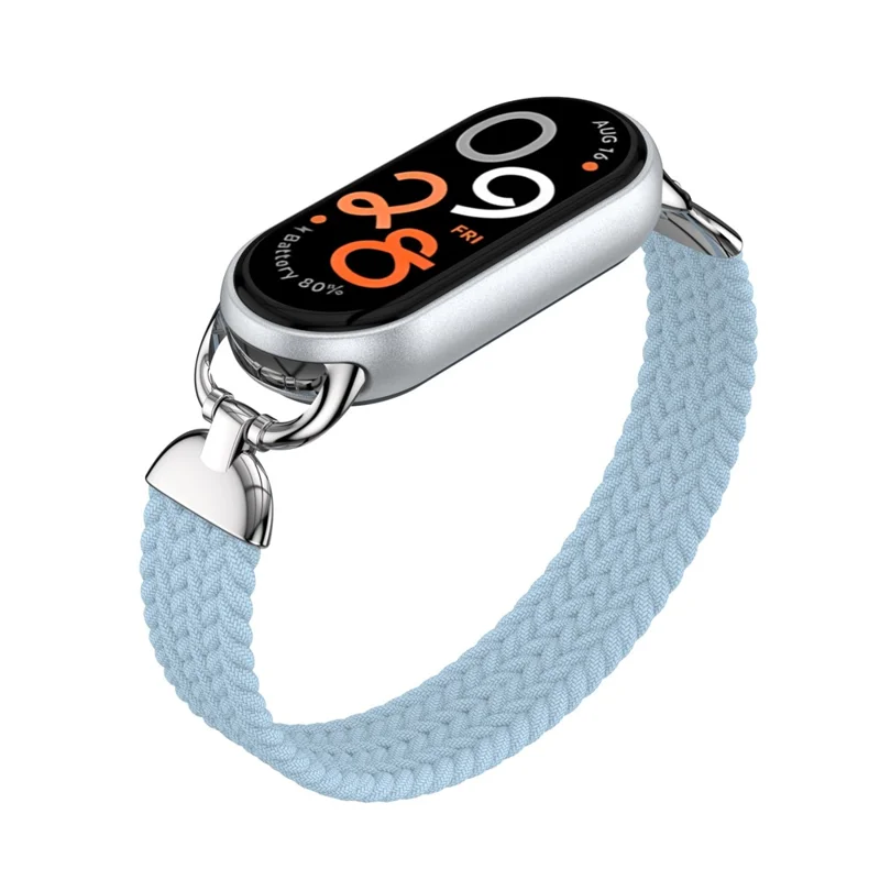 Pulseira de Nylon Tecido com Conector Metálico para Xiaomi Smart Band 10 / 9 / 8, Tamanho P - Azul