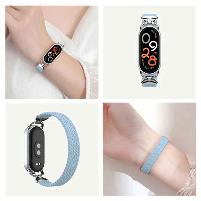 Pulseira de Nylon Tecido com Conector Metálico para Xiaomi Smart Band 10 / 9 / 8, Tamanho P - Azul