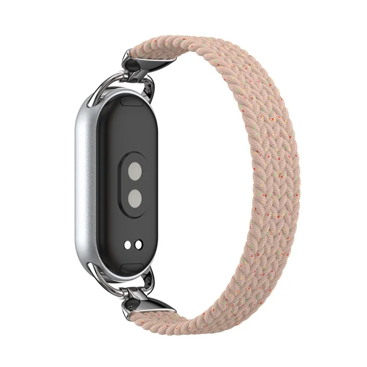 Wrist Strap for Xiaomi Smart Band 10 / 9 / 8 Nylon Woven Watch Band with Metal Connector, Size S - Pink with Color Dot