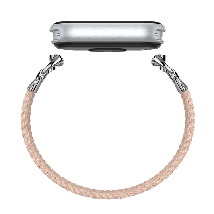 Wrist Strap for Xiaomi Smart Band 10 / 9 / 8 Nylon Woven Watch Band with Metal Connector, Size S - Pink with Color Dot